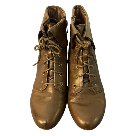 Kim Rogers Brown Booties Size 7 Faux Leather Rubber Soles Pre-owned - Picture 1 of 16